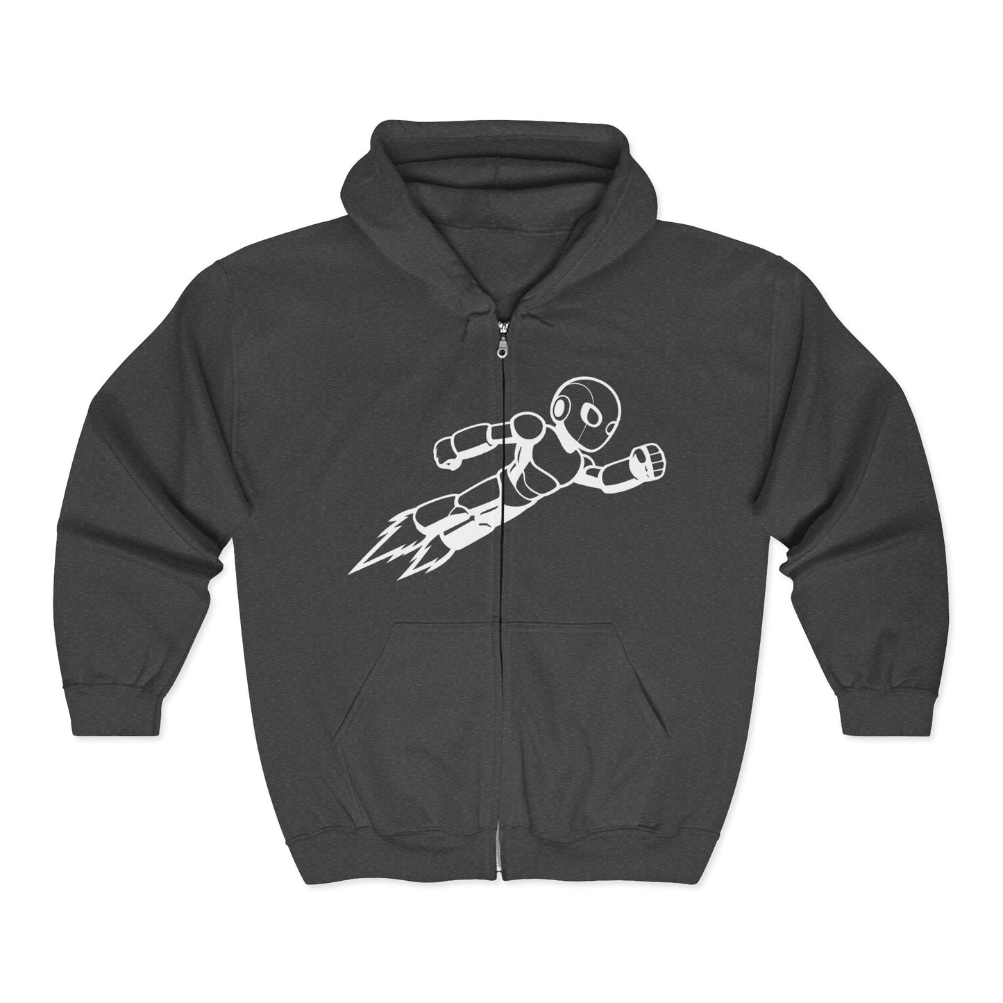 Unisex gray zip-up hoodie with exclusive Kytron print