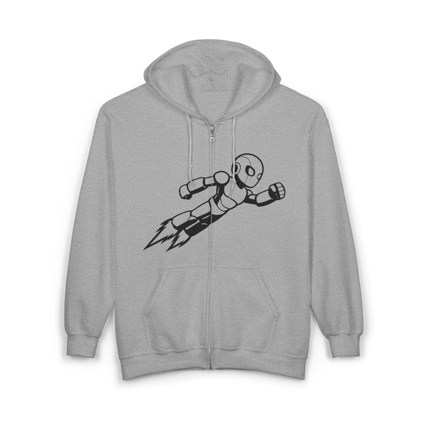 Unisex gray zip-up hoodie with exclusive Kytron print